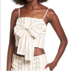 NWT Chriselle x JOA Tie Front Sand Stripe Crop Top
